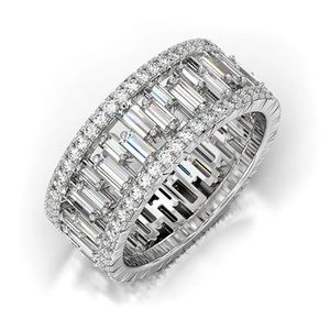 Women’s 925 Silver Rectangle CZ Diamond Eternity Ring